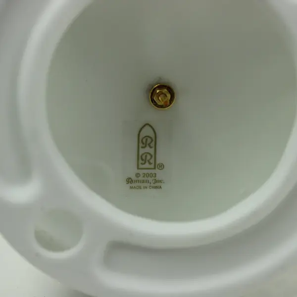 Roman Inc White Ornate Christmas Ornament Display Stand Gold Tone 6in