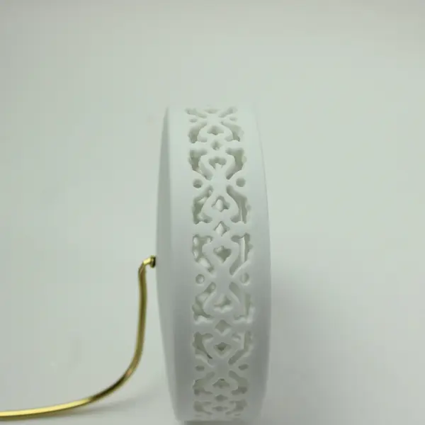 Roman Inc White Ornate Christmas Ornament Display Stand Gold Tone 6in
