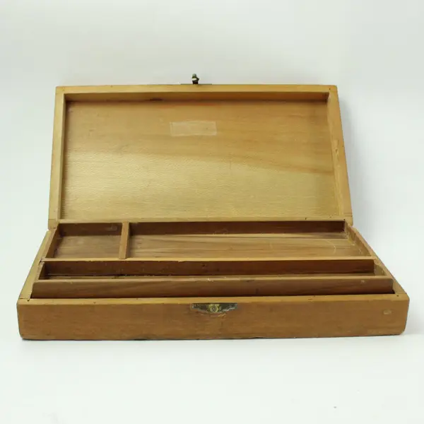 Vintage Wooden Hinged Storage Box Cartoon Character