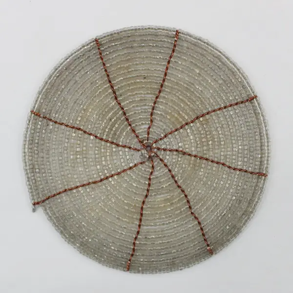 Set of 10 Beige Beaded Coasters Neutral Home Décor Tableware