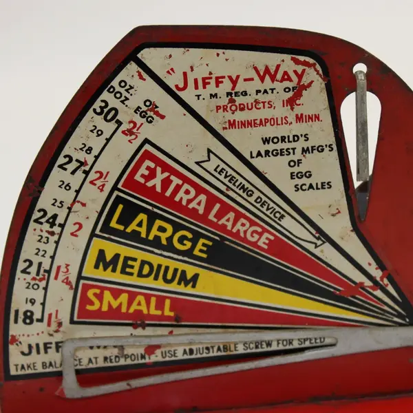 Jiffy-Way Vintage Red Metal Egg Scale Minneapolis Minn USA Pat 2205917