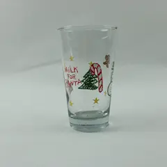 Anchor Hocking Milk for Santa Glass Tumbler Vintage Christmas Holiday