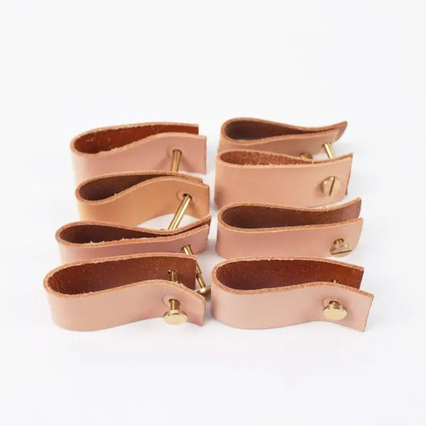 Lot of 8 Tan Leather Straps Metal Screw Hardware