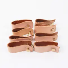 Lot of 8 Tan Leather Straps Metal Screw Hardware