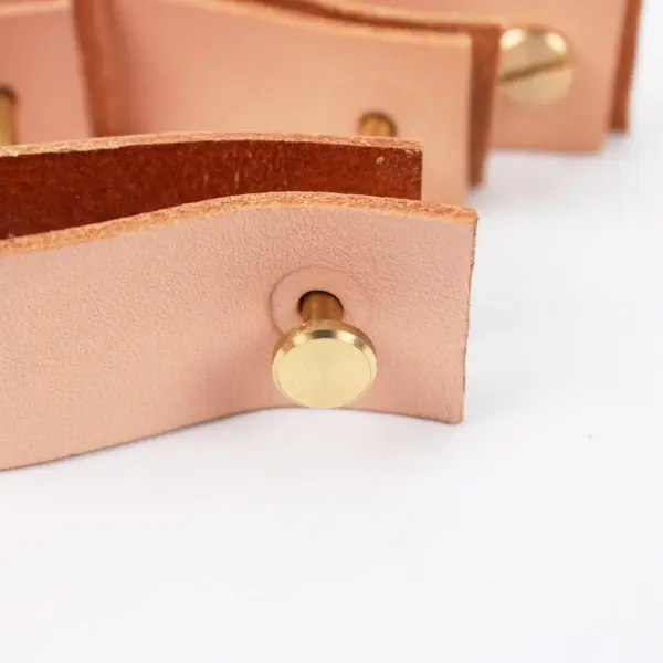 Lot of 8 Tan Leather Straps Metal Screw Hardware