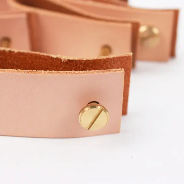 Lot of 8 Tan Leather Straps Metal Screw Hardware