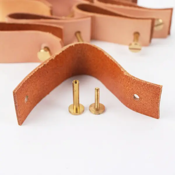Lot of 8 Tan Leather Straps Metal Screw Hardware