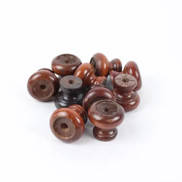 Lot of 10 Assorted Wooden Cabinet Knobs Brown Mixed Finishes