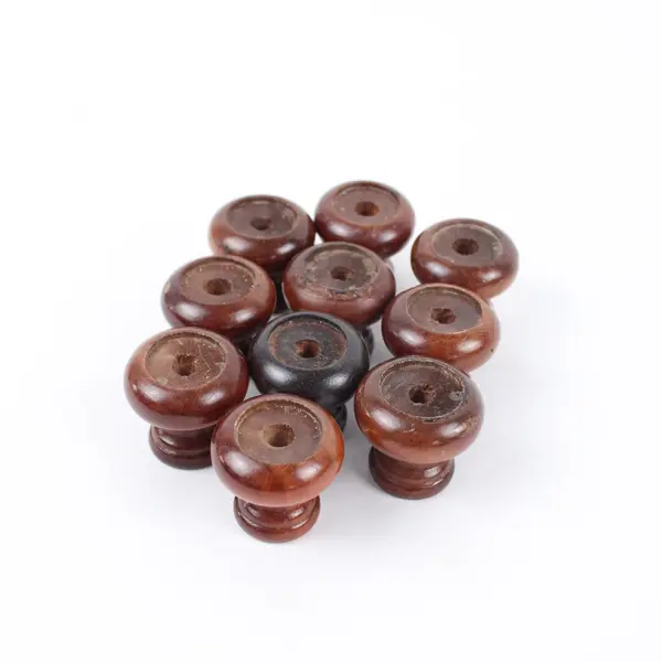 Lot of 10 Assorted Wooden Cabinet Knobs Brown Mixed Finishes