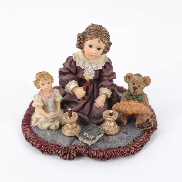 Boyds Yesterday's Child Dollstone Figurine #3526 Girl Teddy Bear Broken Candles
