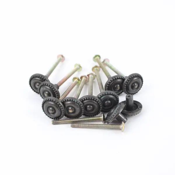 Set of 10 Round Cabinet Drawer Knobs Decorative Raised Detail