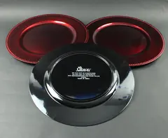 Gibson Set of 3 13" Acrylic Beaded Charger Plates 2 Red 1 Black
