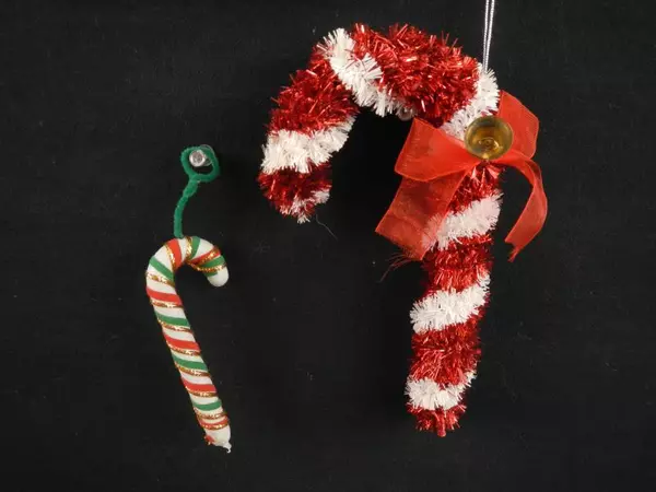 Lot of 6 Vintage Christmas Ornaments Snowflakes Candy Canes and Gifts