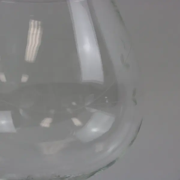 Large Clear Glass Brandy Snifter Bowl Goblet Etched Leaves