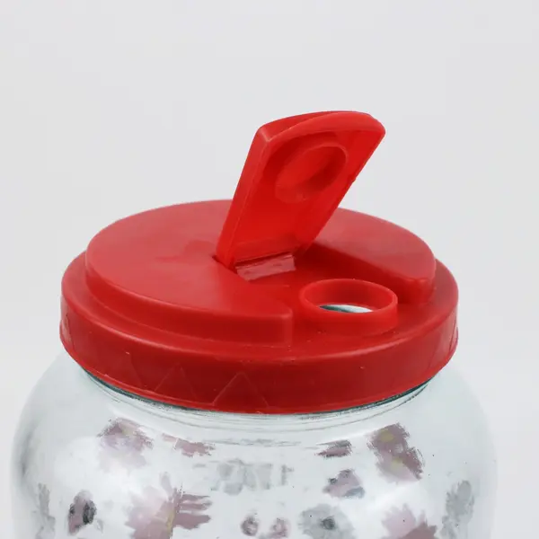 Glass Sun Tea Jar Beverage Dispenser Floral Ladybug Red Spigot