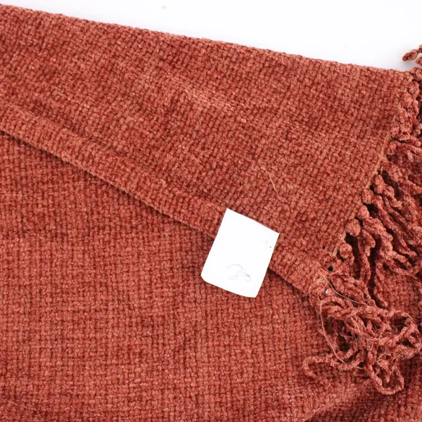 Textured Woven Throw Blanket Fringe Rust