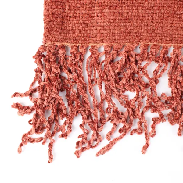 Textured Woven Throw Blanket Fringe Rust