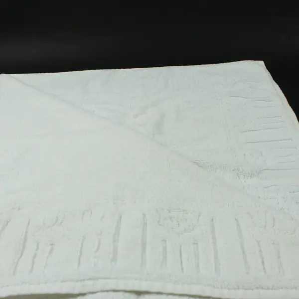 Carrara White Cotton Hand Towel Textured Woven Border 20 x 23 in
