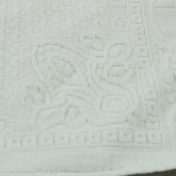 Carrara White Cotton Hand Towel Textured Woven Border 20 x 23 in