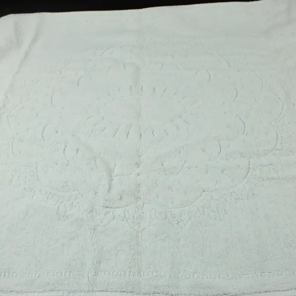 Carrara White Cotton Hand Towel Textured Woven Border 20 x 23 in