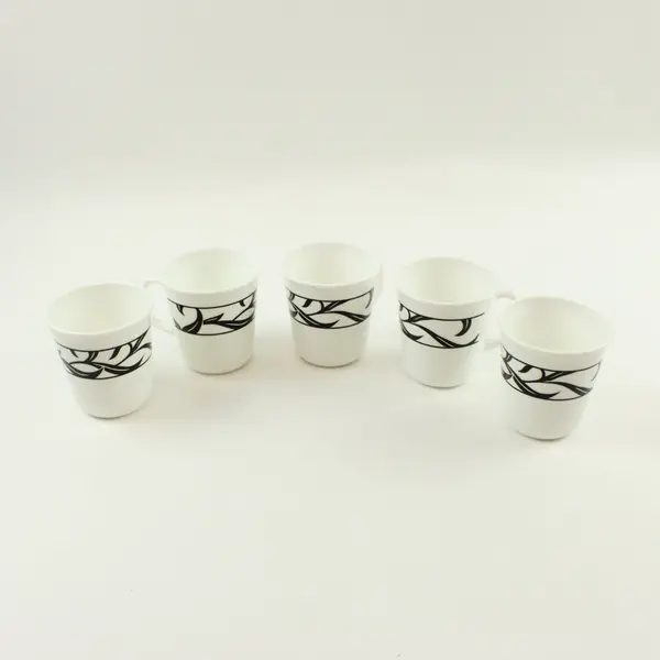 Set of 5 Corning Corelle Lyrics Black White Coffee Mugs