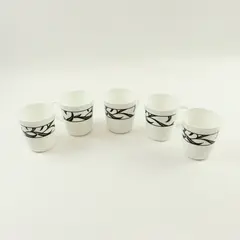 Set of 5 Corning Corelle Lyrics Black White Coffee Mugs