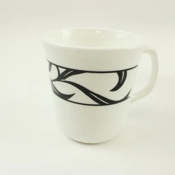 Set of 5 Corning Corelle Lyrics Black White Coffee Mugs