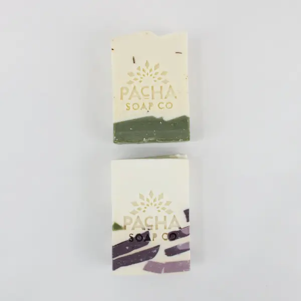 Pacha Soap Co. Lot of 2 Soap Bars with Drawstring Bag New