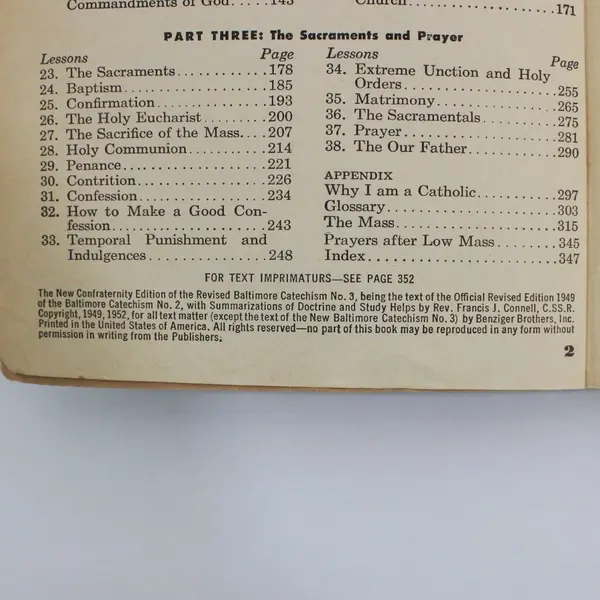 1952 Father Connell Baltimore Catechism No. 3 Confraternity Edition