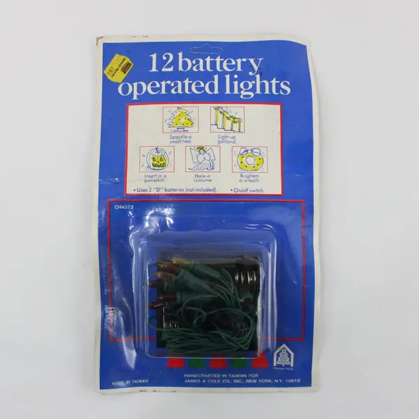 Lot of 2 Pks. Vtg. James A. Cole Co. 12-Count Battery Christmas Lights, Sealed 