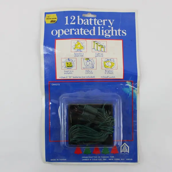 Lot of 2 Pks. Vtg. James A. Cole Co. 12-Count Battery Christmas Lights, Sealed 