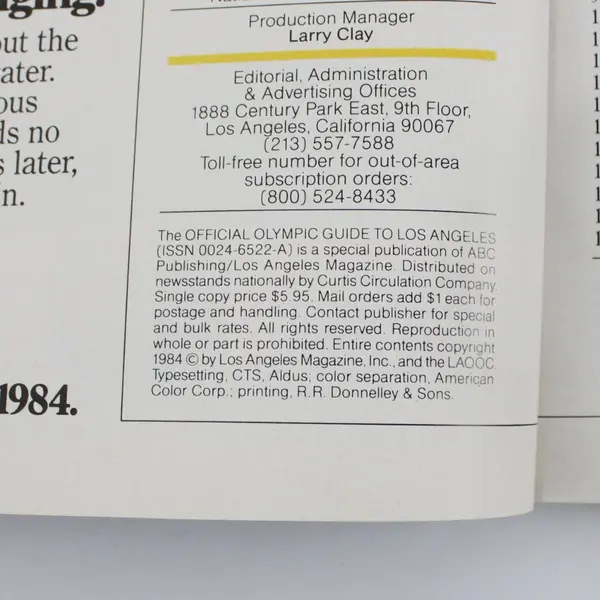 Official Olympic Guide to Los Angeles 1984 Collector's Edition