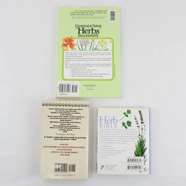 Lot of 3 Herb Books Learning to Grow & Use Herbs 1981 - 2004 2 PB 1 HC DJ Good