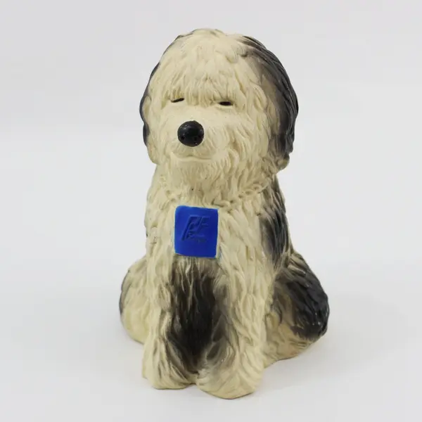 Vintage PF Savings Shaggy Sheepdog Plastic Coin Bank 6.8" Tall 