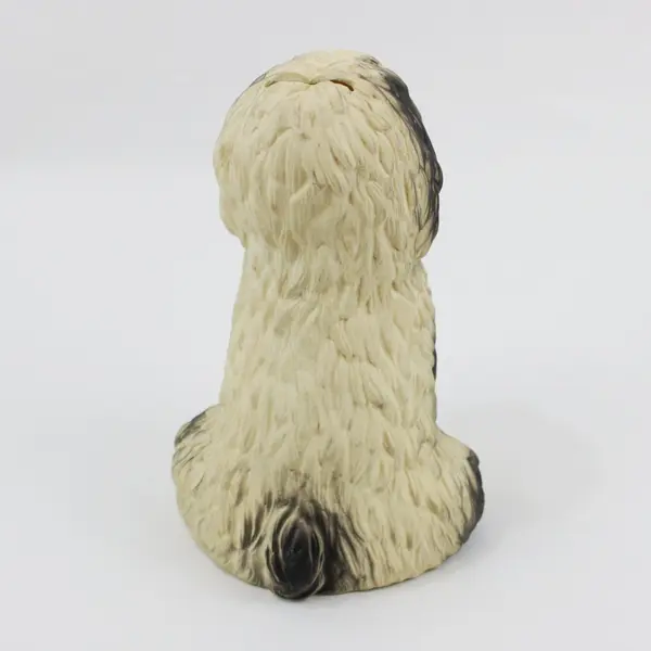 Vintage PF Savings Shaggy Sheepdog Plastic Coin Bank 6.8" Tall 
