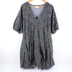 Universal Thread Floral V-Neck Babydoll Mini Dress Black White XXL