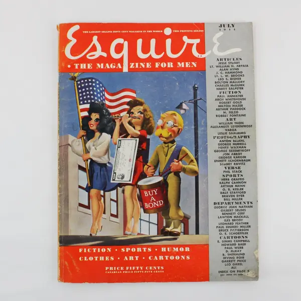 Esquire Men's Magazine July 1944 Wartime Cover Fiction Sports Humor