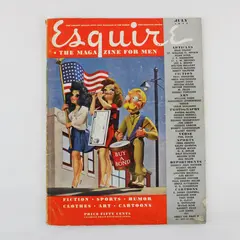 Esquire Men's Magazine July 1944 Wartime Cover Fiction Sports Humor