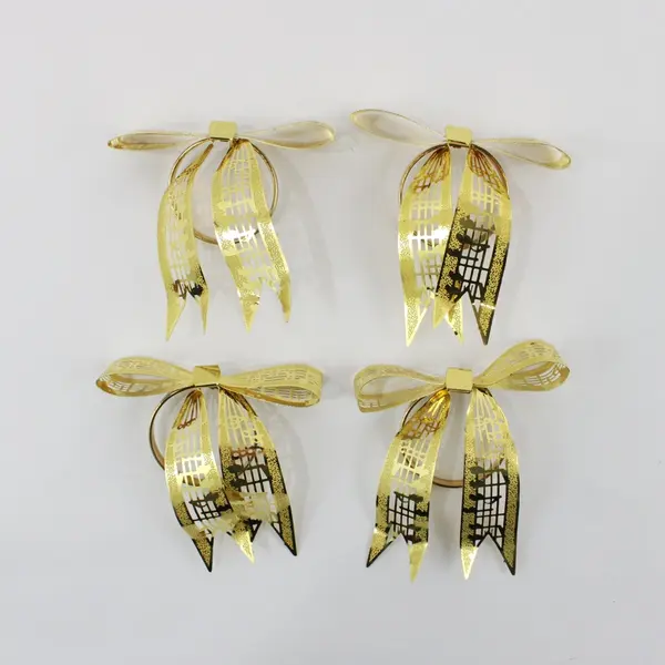 Set of 4 Bow Napkin/Taper Candle Rings, Table Decor 