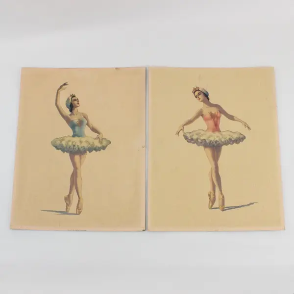 Lot Of 2 Vintage D'Amario Crown Ballet Ballerina Wall Art Prints 11X14
