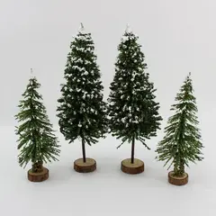 Lot of 4 Miniature Decorative Christmas Trees 9 and 12.5 Inch