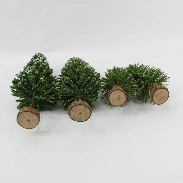 Lot of 4 Miniature Decorative Christmas Trees 9 and 12.5 Inch