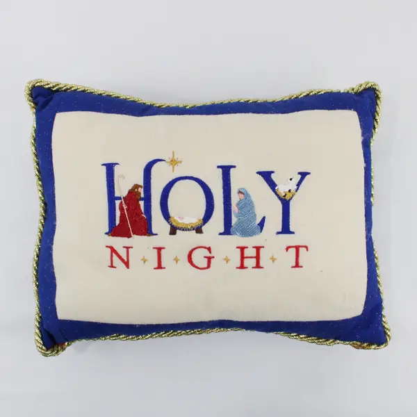 Handmade Felt/Cotton Christmas "Holy Night" Cushion 14"x10" 