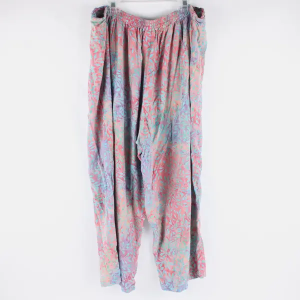 Shaybali Women's 1X Capri Pants Multicolor Tie Dye Leaf Print Boho Style