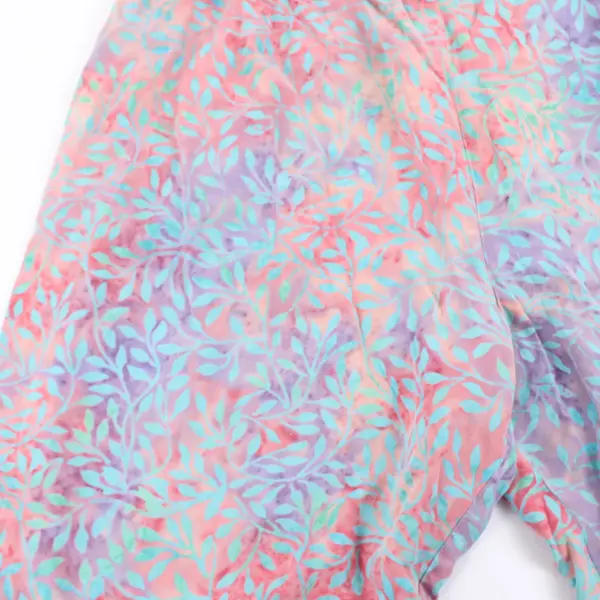 Shaybali Women's 1X Capri Pants Multicolor Tie Dye Leaf Print Boho Style