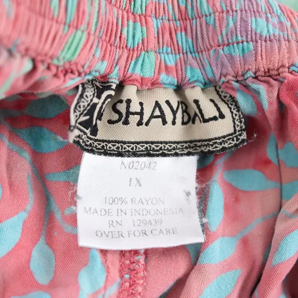 Shaybali Women's 1X Capri Pants Multicolor Tie Dye Leaf Print Boho Style