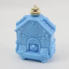 Avon Enchanted Cuckoo Clock Blue Milk Glass Perfume Bottle Empty