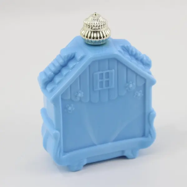 Avon Enchanted Cuckoo Clock Blue Milk Glass Perfume Bottle Empty