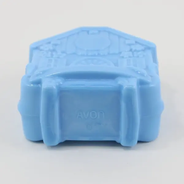 Avon Enchanted Cuckoo Clock Blue Milk Glass Perfume Bottle Empty