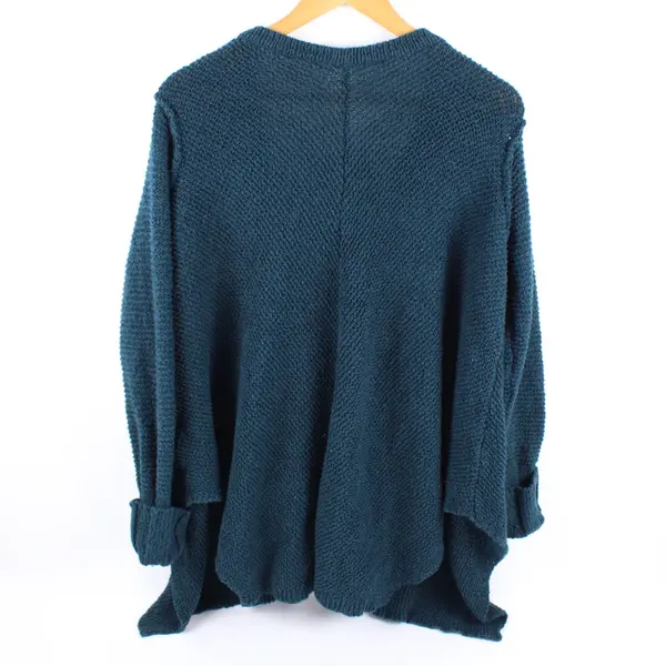 Free People Women's Dark Teal Knit Snap Button Cardigan Long Sleeve L